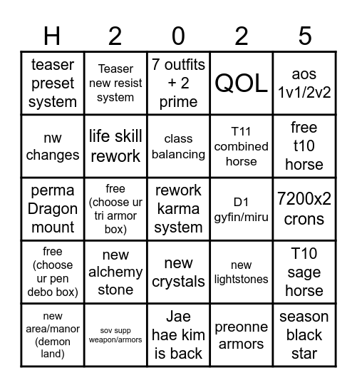 Heidel ball 2025 by razaros aka demonslayer Bingo Card