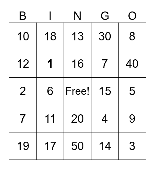 1 20 Bingo Card 1-20-bingo-card