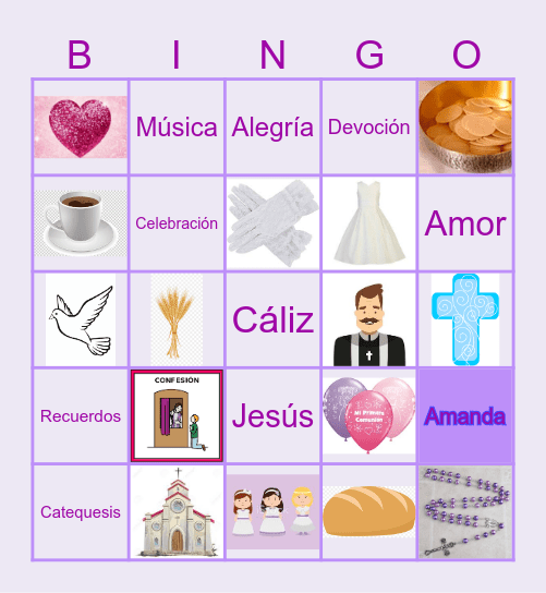 Primera Comunión Bingo Card
