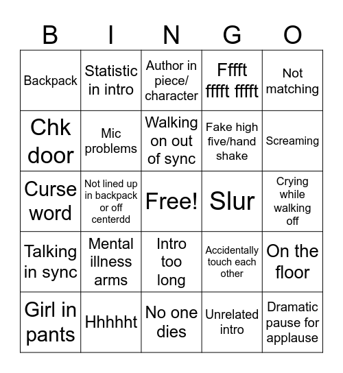 Nats 25 Duo Bingo Card