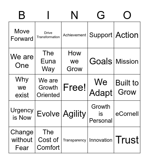 Built to Grow Bingo Card