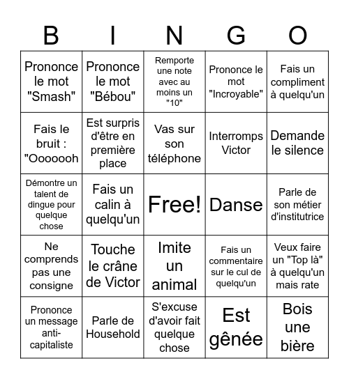Chloé Bingo Card