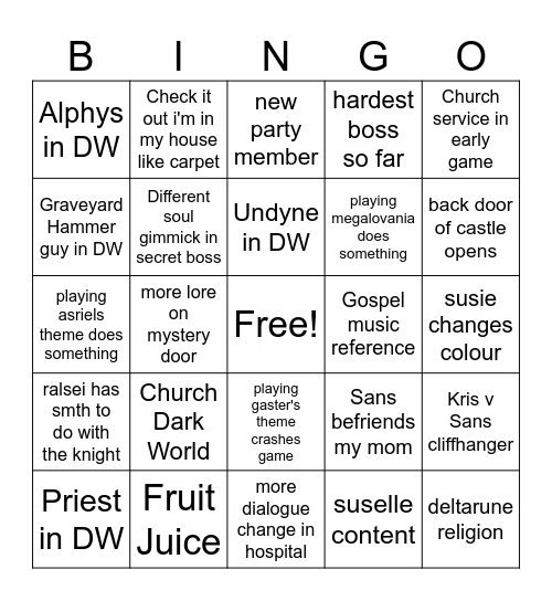 DELTARUNE CH4 Bingo Card