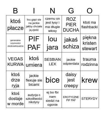 love lies bleeding bingo Card