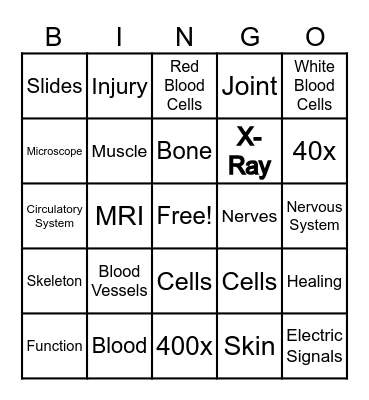 Healing Bingo Card