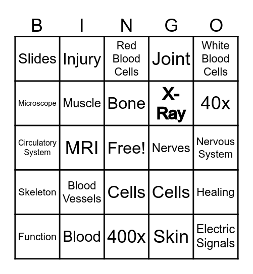 Healing Bingo Card