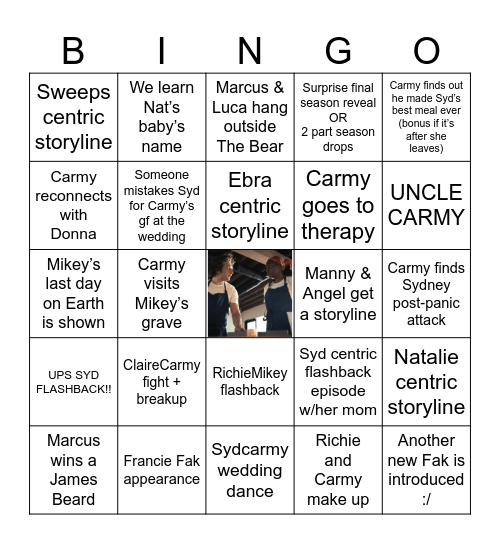 THE BEAR SEASON 4 Bingo Card