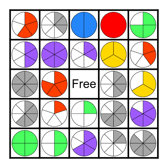 Fraction Circles Bingo Card
