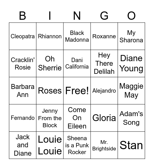 What's Your Name? Bingo Card