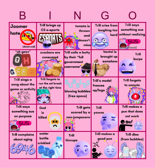 Trillathalon 2025 BINGO Art Giveaway Bingo Card