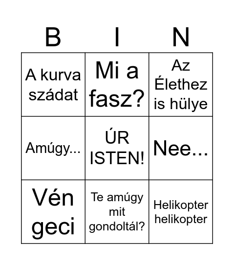 Guszti Bingo (Isty) Bingo Card