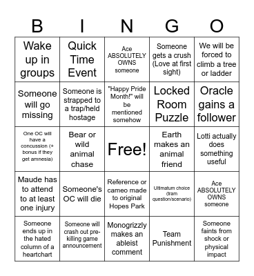 HPRE Opening Ceremony Bingo Card