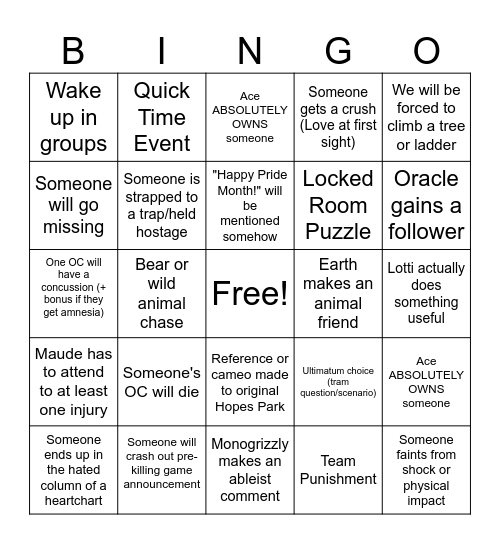 HPRE Opening Ceremony Bingo Card