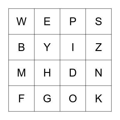 Alphabet BINGO Card