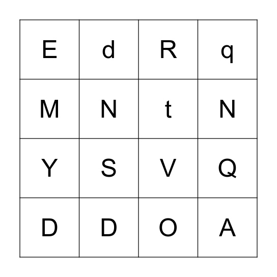 Alphabet BINGO Card
