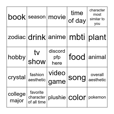 friend thing Bingo Card