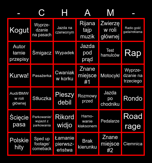 StopCham Bingo 2.2 Bingo Card