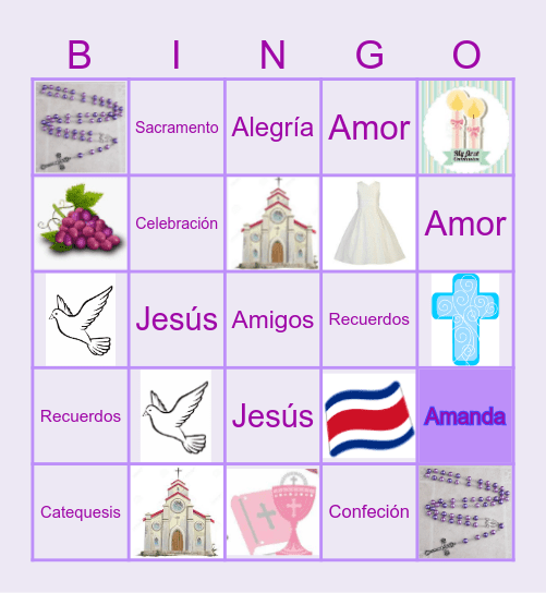 Primera Comunión Bingo Card