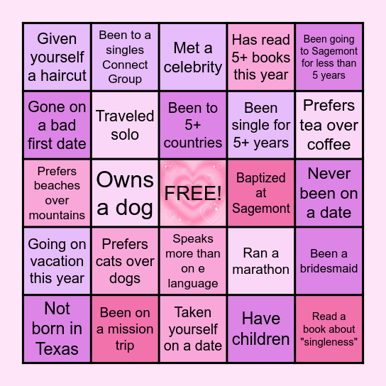 "All the Single Ladies" Bingo! Bingo Card