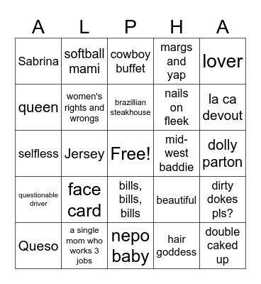 Lilly Bingo Card