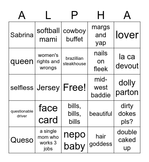 Lilly Bingo Card