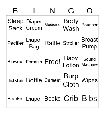 Baby Wills Bingo Card
