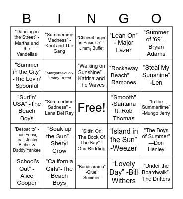 Color Our World Music Bingo Card