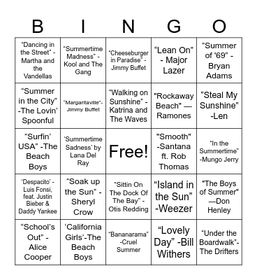 Color Our World Music Bingo Card