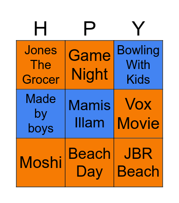 Fathers Day Bingo Card