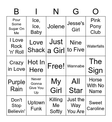 Karaoke-Worthy Songs Bingo Card