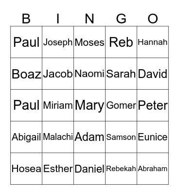 People of the Bible  Bingo Card