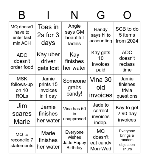 6/23 Bingo Card