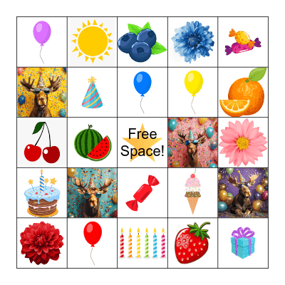 Birthday Moose Bingo Card