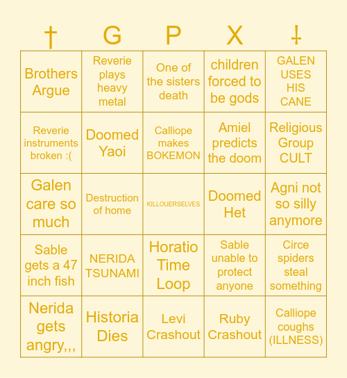 How many times do we kill ourselves GPXEDITION Bingo Card