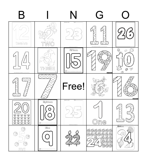 numbers bingo Card