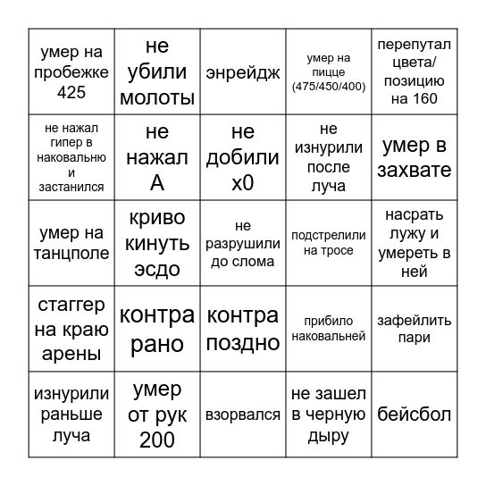 обосрамс Героик Мордрум Bingo Card