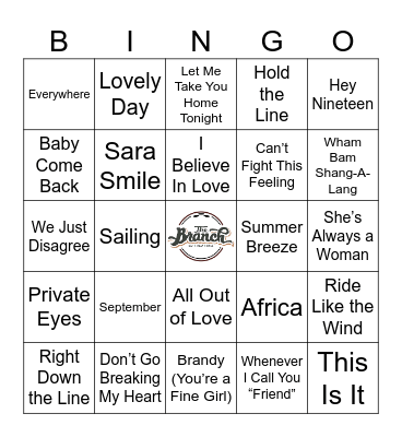 Yacht Rock Bingo Card