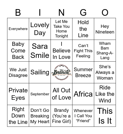Yacht Rock Bingo Card