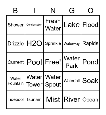 All Things Water Bingo Card