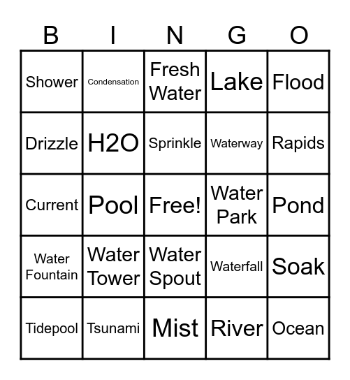 All Things Water Bingo Card