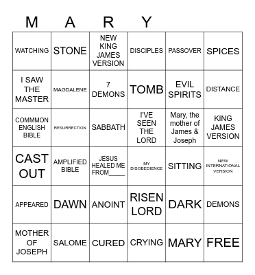 WOMENS CONNECTING 2025: MARY MAGDALENE Bingo Card