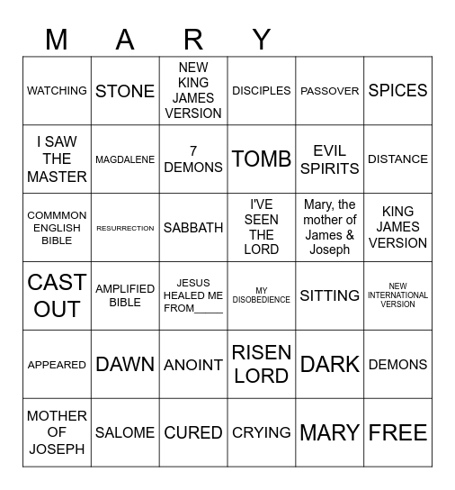 WOMENS CONNECTING 2025: MARY MAGDALENE Bingo Card
