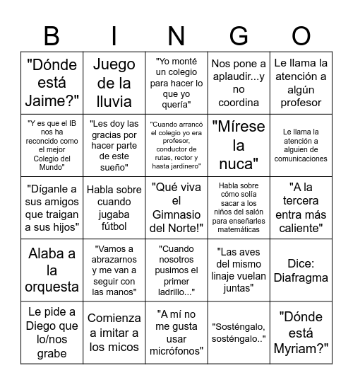 Ricardadas Bingo Card