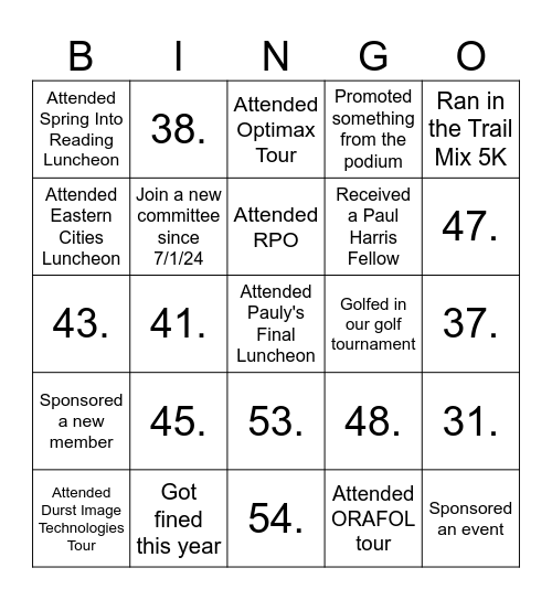 Pauly's Final Luncheon BINGO Card