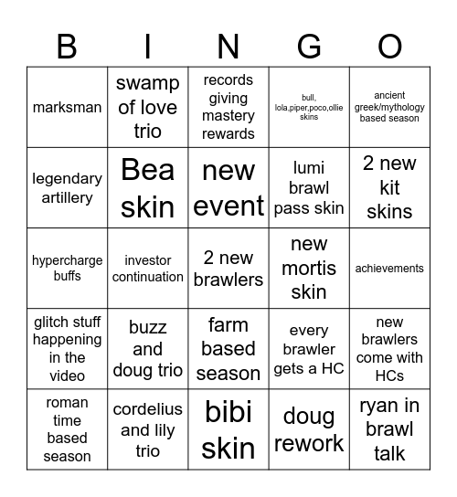 Summer 2025 Brawl Talk Bingo Card