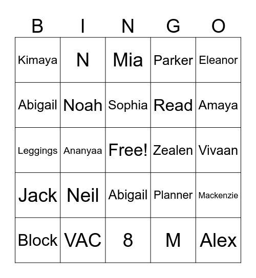 Lancer Life Bingo Card