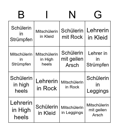 Schulgirl und Lehrerin bingo Card