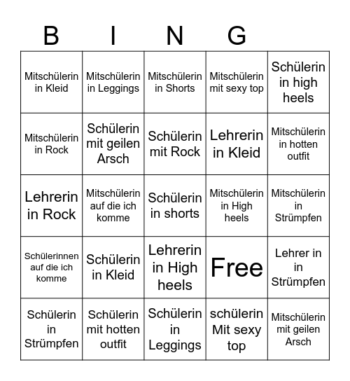 Schulgirl und Lehrerin bingo Card