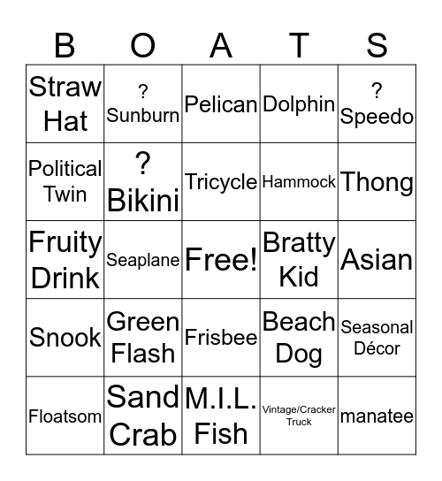 Punta Gorda/Captiva 2016 Bingo Card