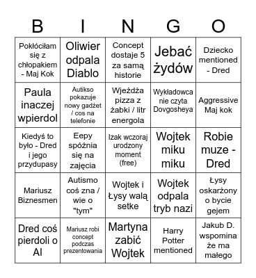 Chamber of Fasole Fans Bingo Card